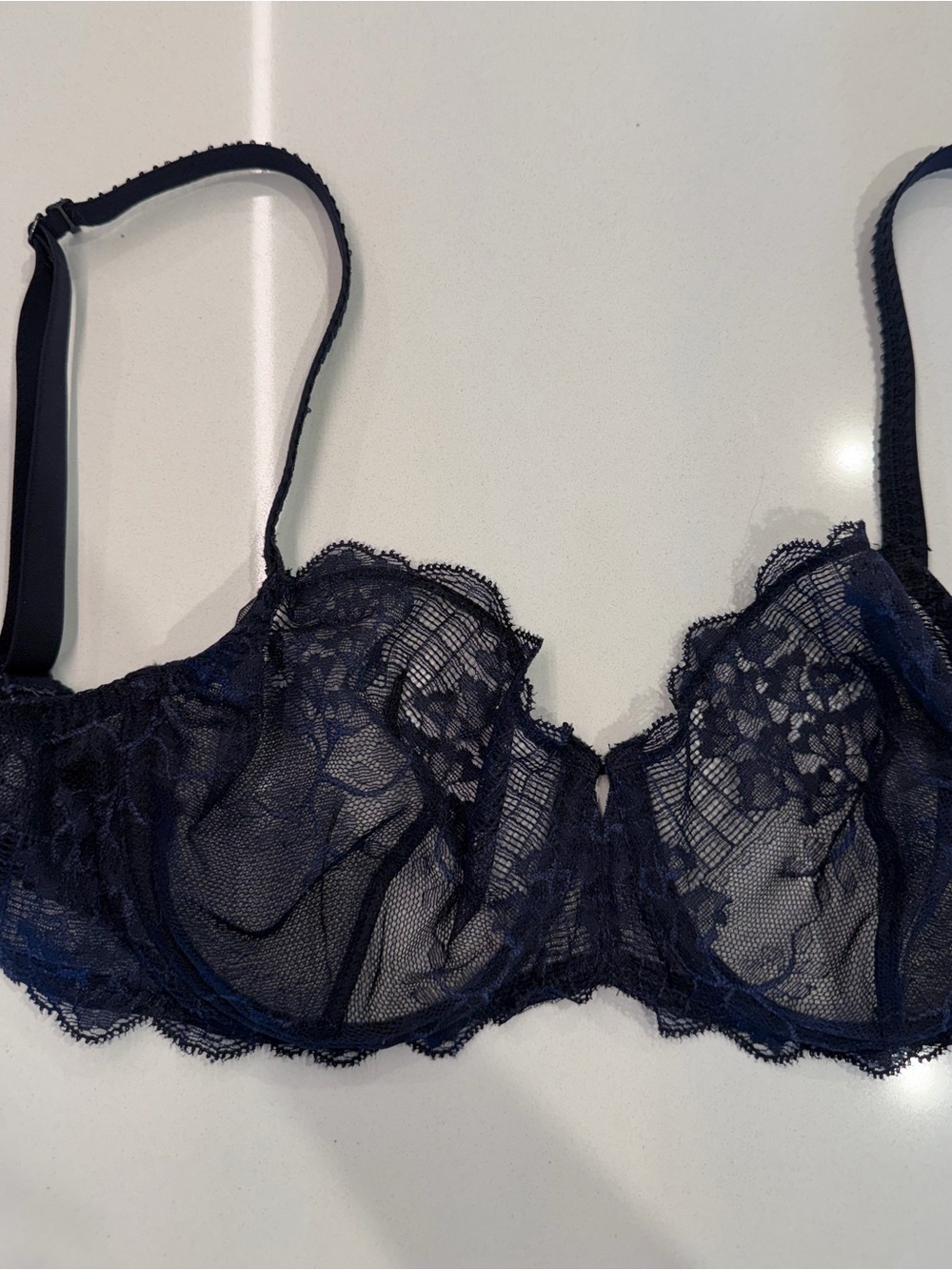 Simone Perele Rêve Demi Cup Lace Cosmic  Navy Blue Bra Size 30F/DDD